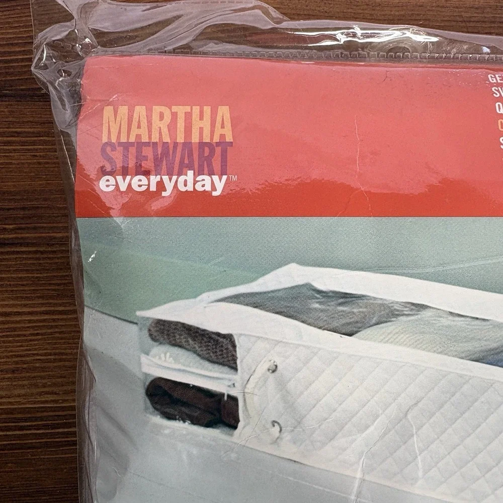 Martha Stewart Everyday Under Bed Storage Bag‎ Large White Zip Organizer New